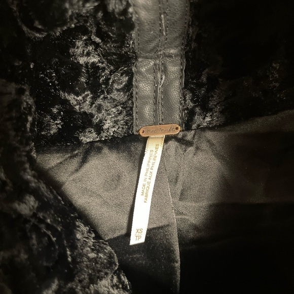 Free People Faux Fur & Vegan Leather Zippered Moto Jacket - Picture 6 of 11